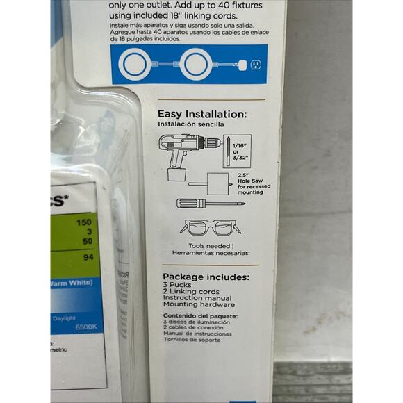 Jasco Enbrighten LED Puck Lights Under Counter White 3 Pack Dimmer. {106}. - Picture 7 of 11